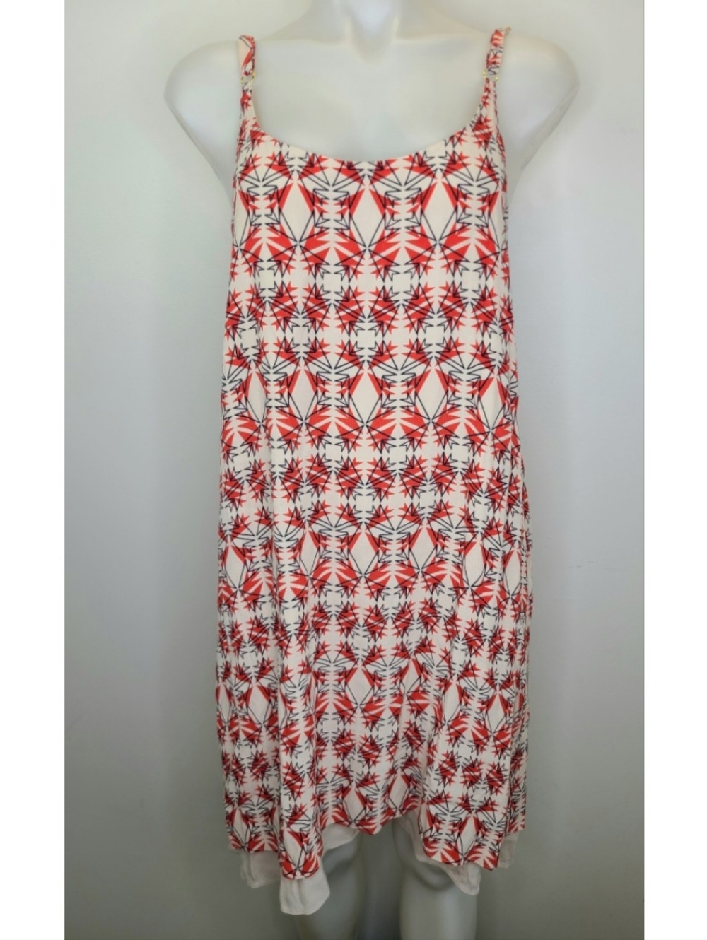 Cabi Limited Edition Batik Print Slip Dress Beige Cream Orange Navy Blue Large - Picture 3 of 10